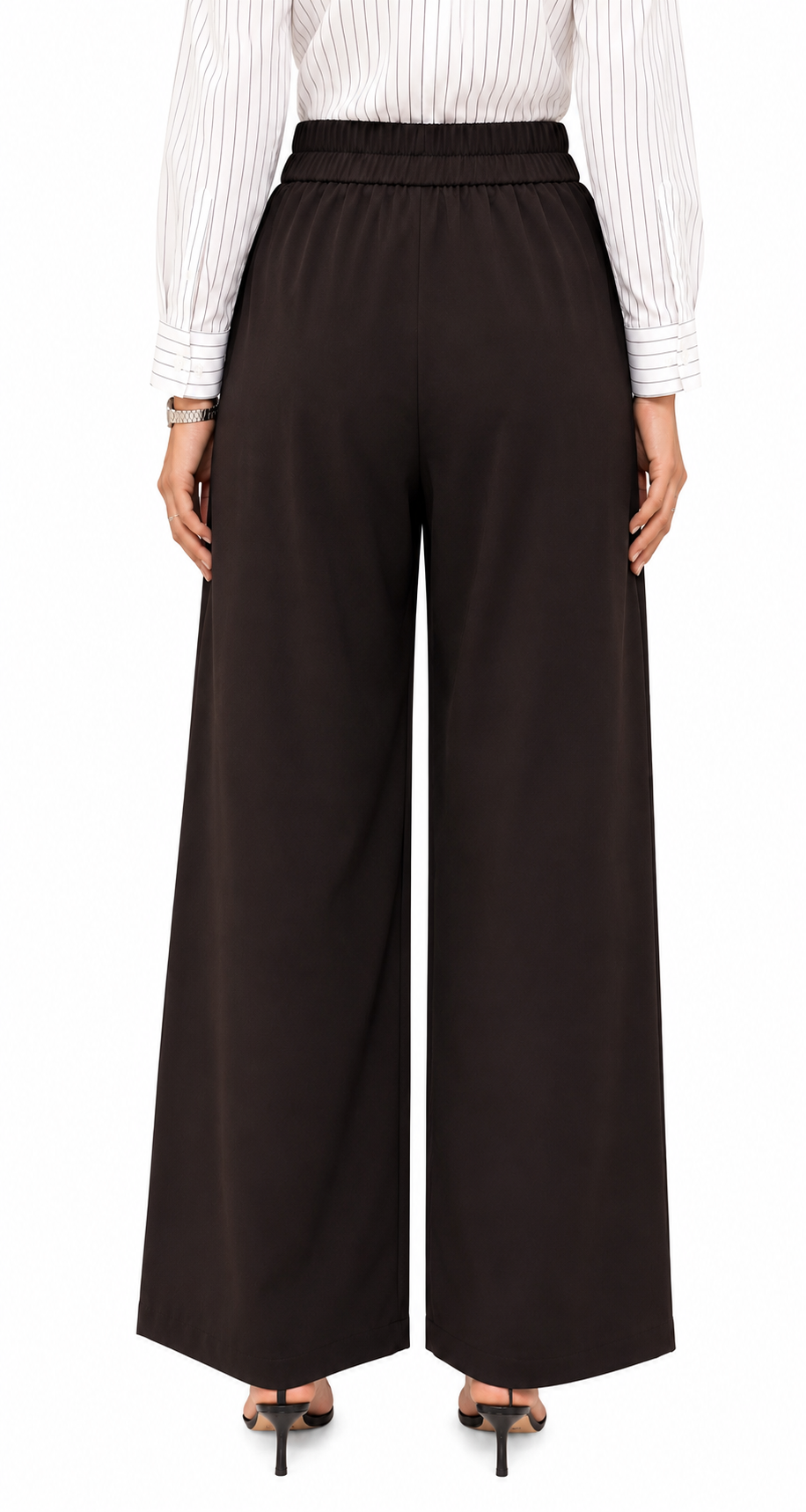 Milano Elite Premium Korean Fabric High-Rise Pleated Wide Leg Trousers – Brown