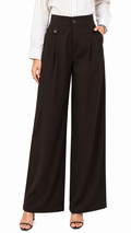 Milano Elite Premium Korean Fabric High-Rise Pleated Wide Leg Trousers – Brown