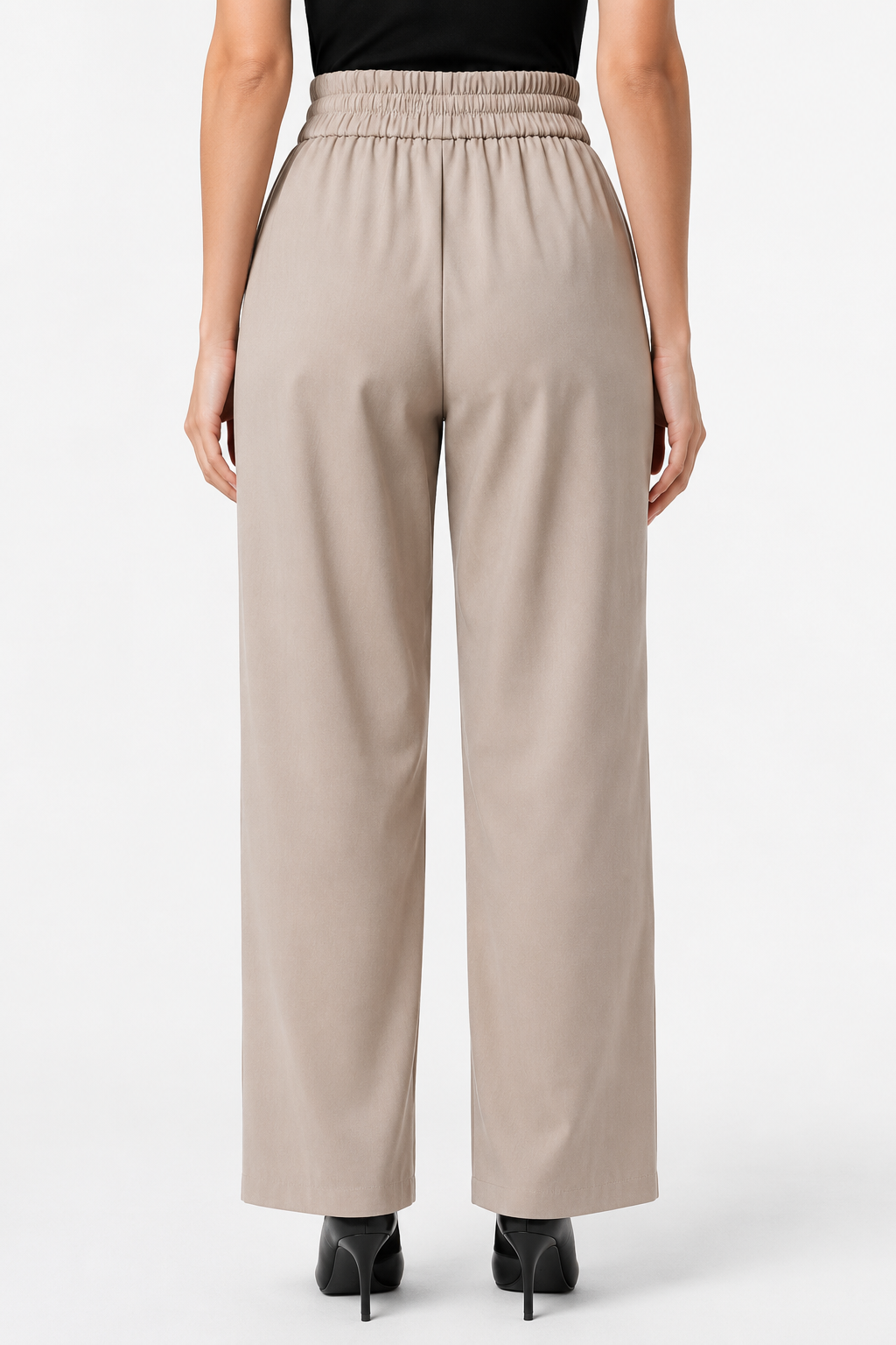 Milano Elite Premium Korean Fabric High-Rise Pleated Wide Leg Trousers – Beige