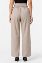Milano Elite Premium Korean Fabric High-Rise Pleated Wide Leg Trousers – Beige