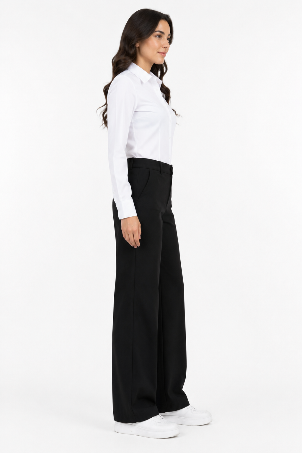 Milano Elite Women's High-Rise Stretch Wide Leg Formal Trousers – Black