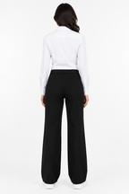 Milano Elite Women's High-Rise Stretch Wide Leg Formal Trousers – Black