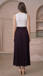 Women's Pleated Ankle-Length Skirt with Belt